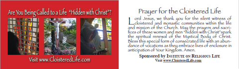 Cloistered Life Prayer Card