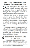 Year of Consecrated Life Holy Card
