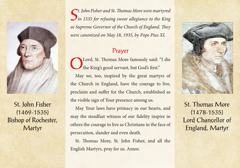 St John Fisher Prayer Card for Holy Bishops - Triptych